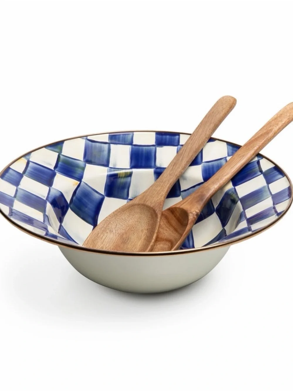 NIB MacKenzie-Childs Royal Check Salad Serving Set